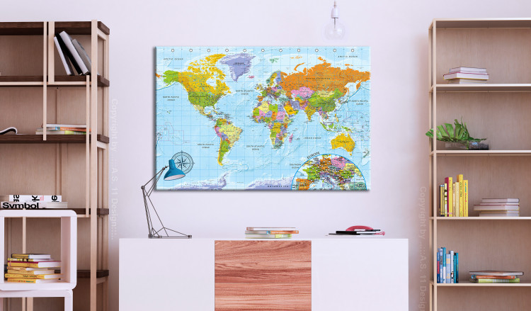 Decorative Pinboard Map with Dots (Blue) [Cork Map] 114224 additionalImage 3