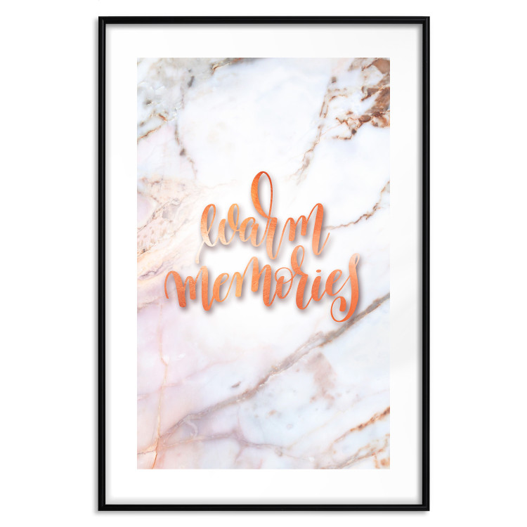 Wall Poster Warm memories - orange English text on a marble background 114324 additionalImage 10