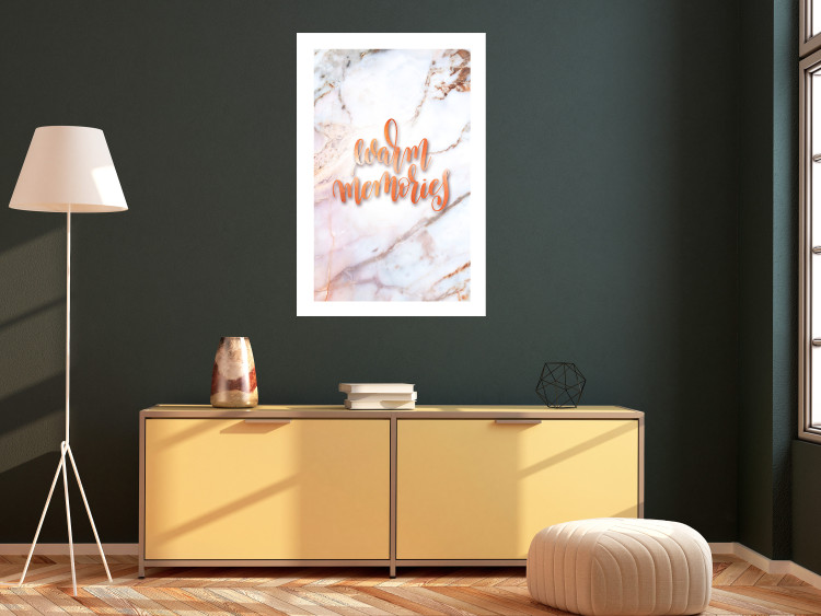 Wall Poster Warm memories - orange English text on a marble background 114324 additionalImage 13