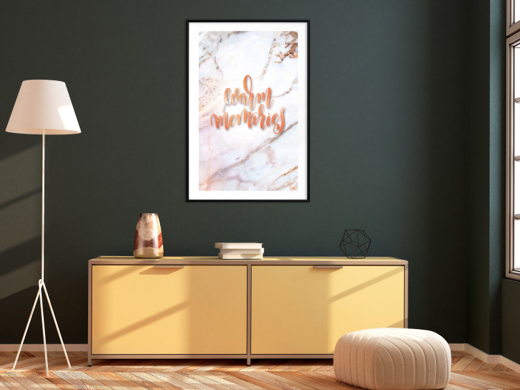 Wall Poster Warm memories - orange English text on a marble background 114324 additionalImage 8