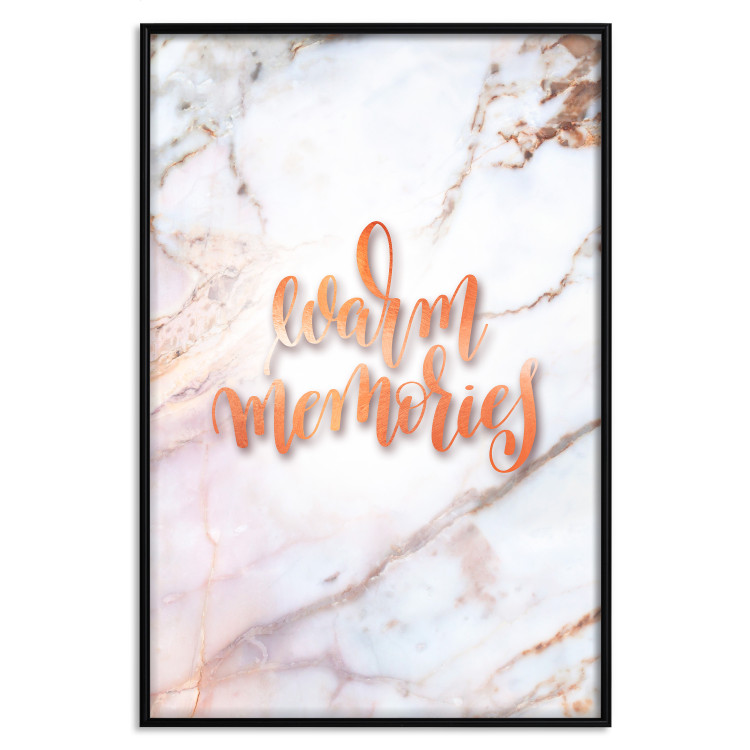 Wall Poster Warm memories - orange English text on a marble background 114324 additionalImage 3