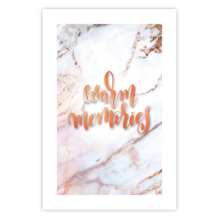 Wall Poster Warm memories - orange English text on a marble background 114324 additionalImage 2