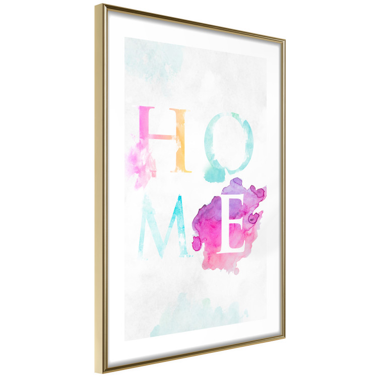Wall Poster Rainbow Home - colorful English text "home" on a light blue sky background 114424 additionalImage 8
