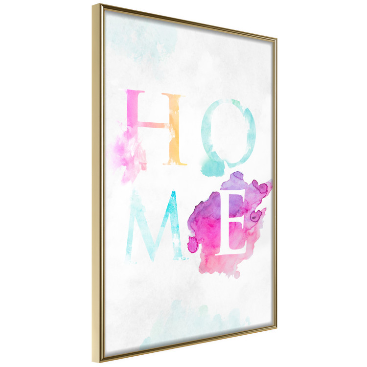 Wall Poster Rainbow Home - colorful English text "home" on a light blue sky background 114424 additionalImage 12