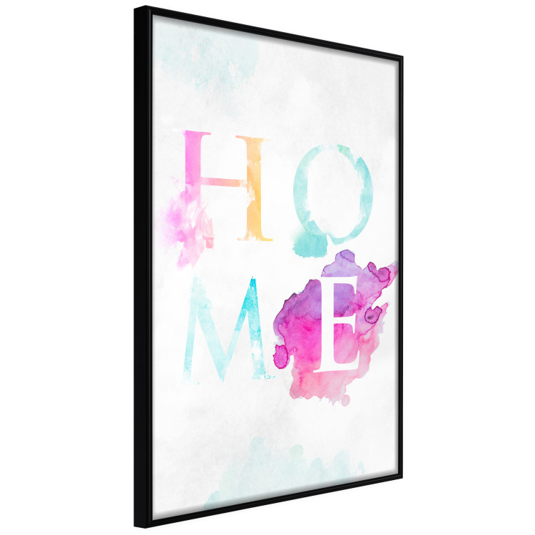 Wall Poster Rainbow Home - colorful English text "home" on a light blue sky background 114424 additionalImage 10