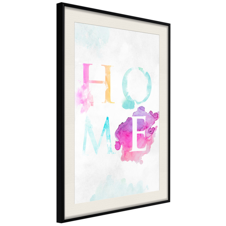 Wall Poster Rainbow Home - colorful English text "home" on a light blue sky background 114424 additionalImage 3