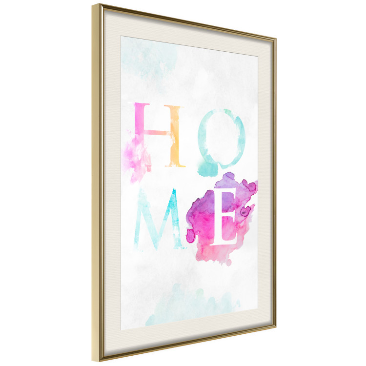 Wall Poster Rainbow Home - colorful English text "home" on a light blue sky background 114424 additionalImage 2