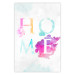 Wall Poster Rainbow Home - colorful English text "home" on a light blue sky background 114424