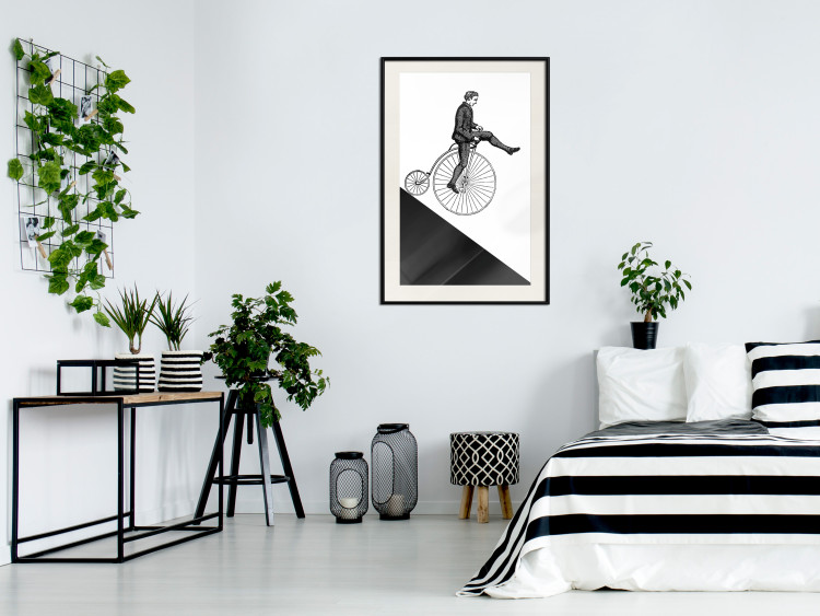 Wall Poster Cyclist - black and white composition with a man on a unicycle 115024 additionalImage 22
