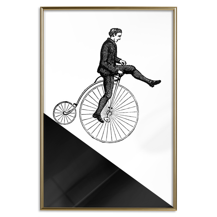 Wall Poster Cyclist - black and white composition with a man on a unicycle 115024 additionalImage 20