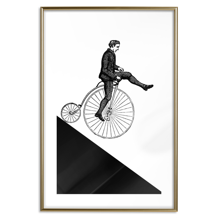 Wall Poster Cyclist - black and white composition with a man on a unicycle 115024 additionalImage 14