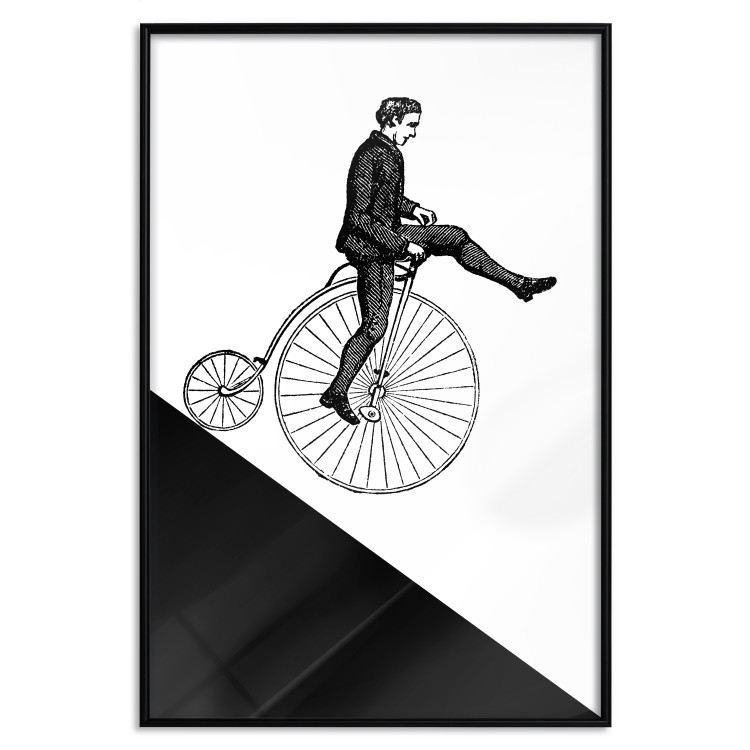Wall Poster Cyclist - black and white composition with a man on a unicycle 115024 additionalImage 24
