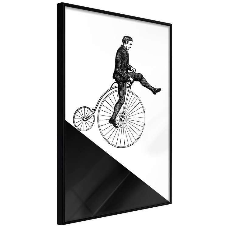 Wall Poster Cyclist - black and white composition with a man on a unicycle 115024 additionalImage 9