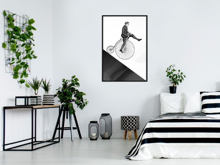 Wall Poster Cyclist - black and white composition with a man on a unicycle 115024 additionalImage 12