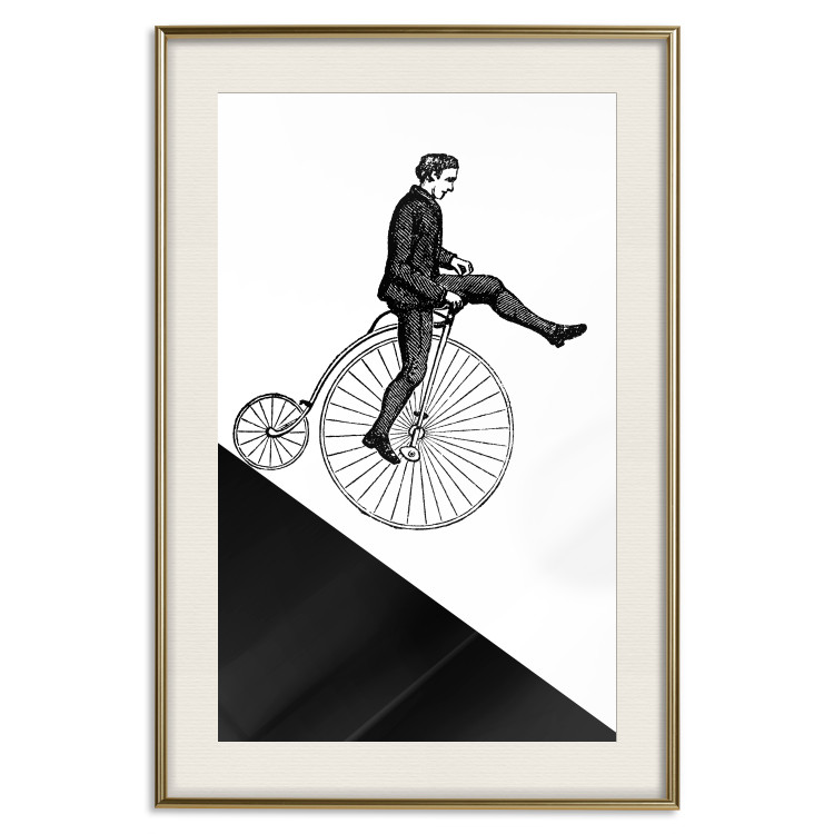 Wall Poster Cyclist - black and white composition with a man on a unicycle 115024 additionalImage 19