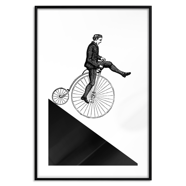 Wall Poster Cyclist - black and white composition with a man on a unicycle 115024 additionalImage 15
