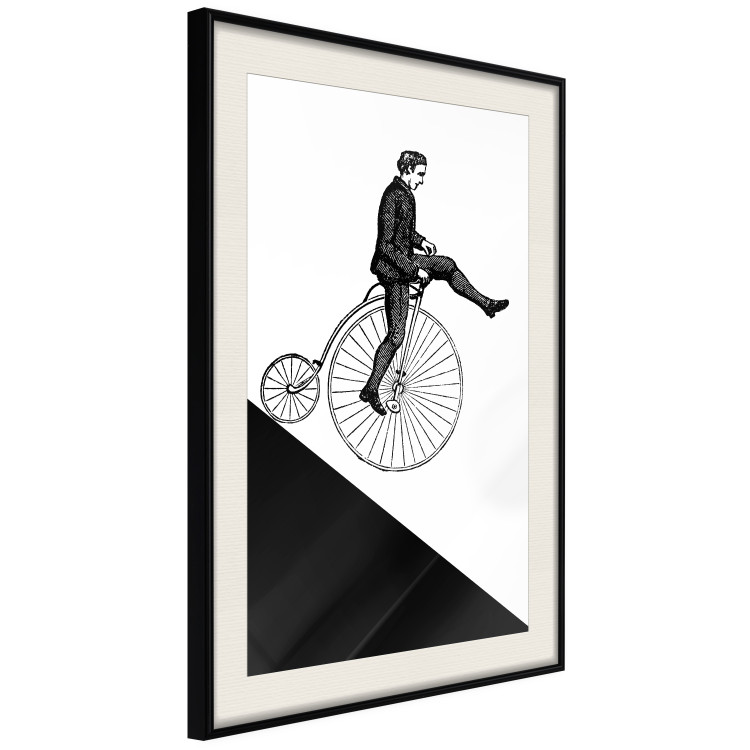Wall Poster Cyclist - black and white composition with a man on a unicycle 115024 additionalImage 2