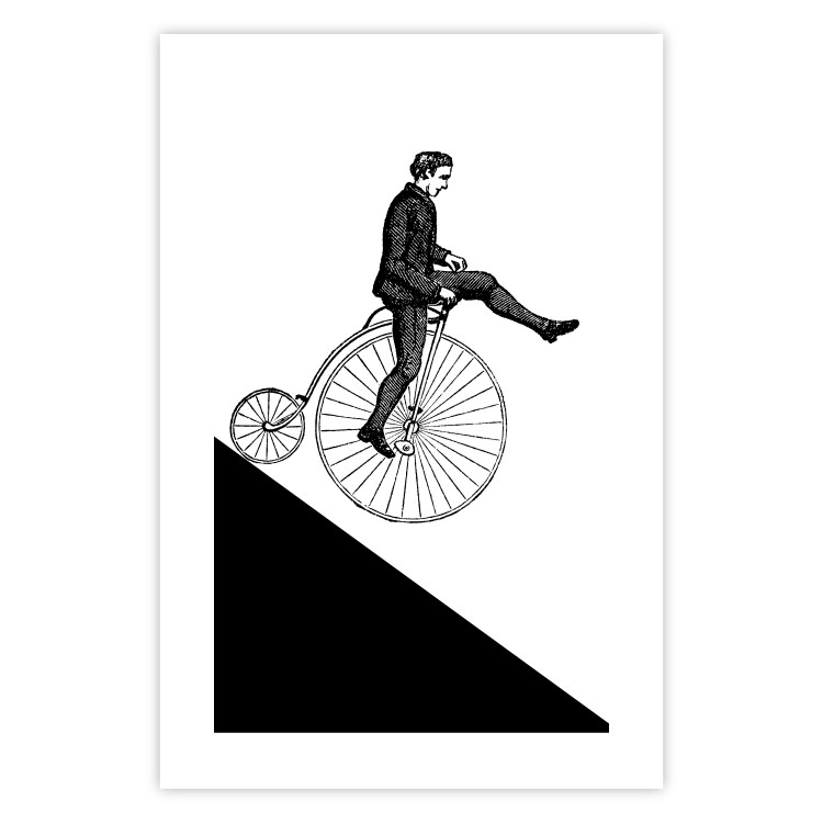 Wall Poster Cyclist - black and white composition with a man on a unicycle 115024 additionalImage 19