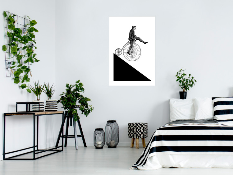 Wall Poster Cyclist - black and white composition with a man on a unicycle 115024 additionalImage 2