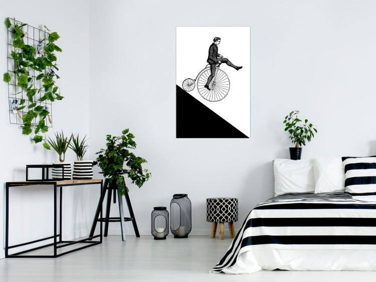 Wall Poster Cyclist - black and white composition with a man on a unicycle 115024 additionalImage 17