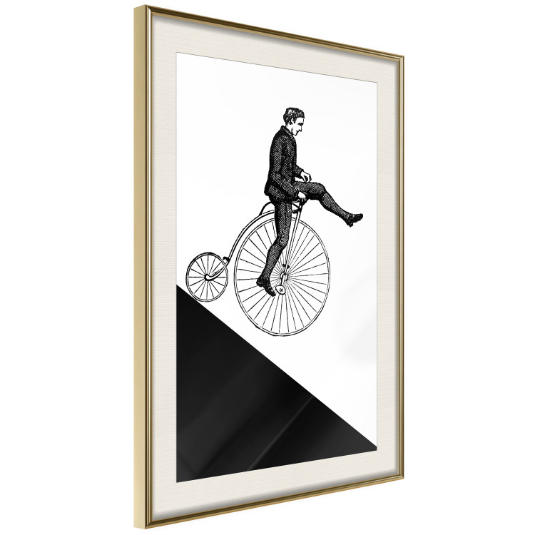 Wall Poster Cyclist - black and white composition with a man on a unicycle 115024 additionalImage 3