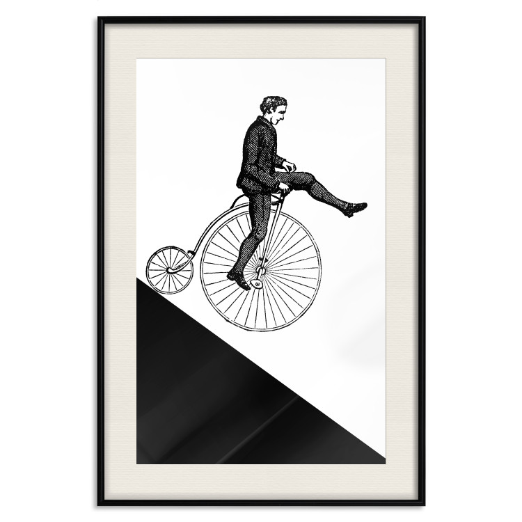 Wall Poster Cyclist - black and white composition with a man on a unicycle 115024 additionalImage 18