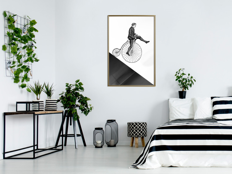 Wall Poster Cyclist - black and white composition with a man on a unicycle 115024 additionalImage 11