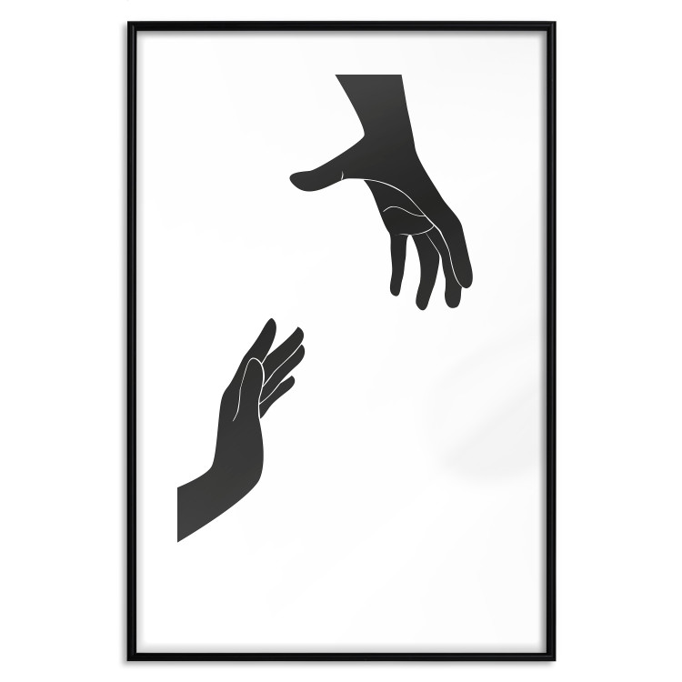 Poster Helping Hand - black and white composition with hands on a uniform background 116324 additionalImage 16