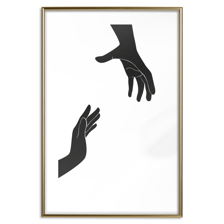 Poster Helping Hand - black and white composition with hands on a uniform background 116324 additionalImage 16
