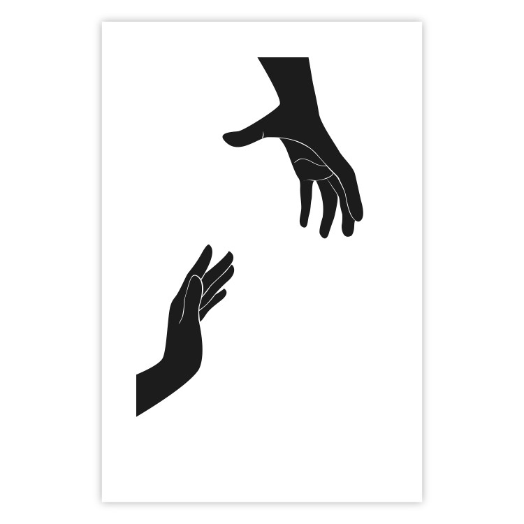 Poster Helping Hand - black and white composition with hands on a uniform background 116324 additionalImage 21