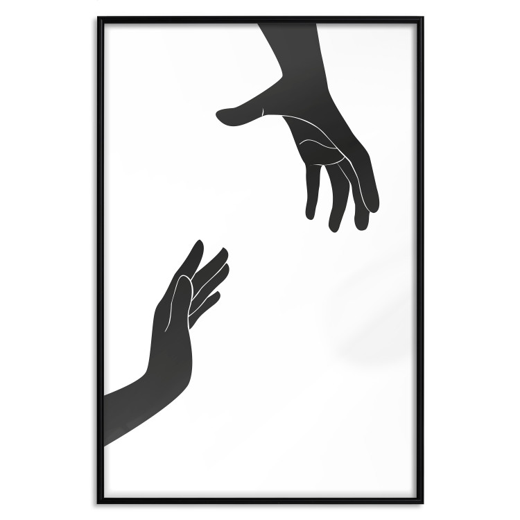 Poster Helping Hand - black and white composition with hands on a uniform background 116324 additionalImage 20