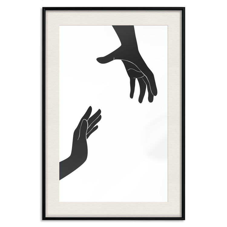 Poster Helping Hand - black and white composition with hands on a uniform background 116324 additionalImage 19