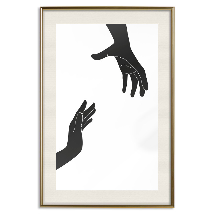 Poster Helping Hand - black and white composition with hands on a uniform background 116324 additionalImage 27