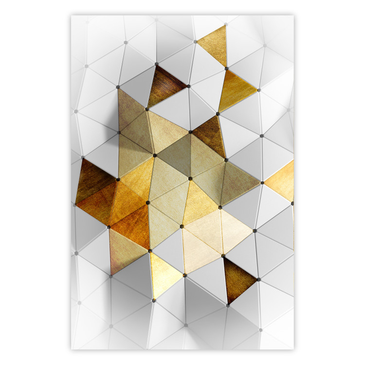 Wall Poster Gold for the Brave - unique abstraction in 3D geometric figures 118524