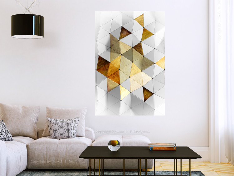 Wall Poster Gold for the Brave - unique abstraction in 3D geometric figures 118524 additionalImage 23