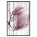 Wall Poster Provence Magnolia - pink flowers on a background of white wooden boards 122724 additionalThumb 18