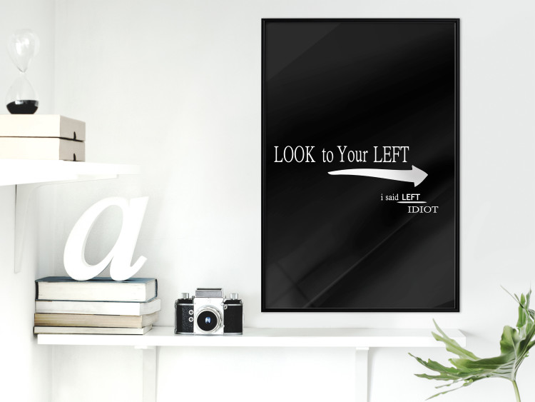 Poster Look to Your Left - English texts and an arrow on a black background 122824 additionalImage 9