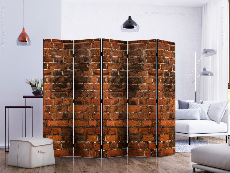 Room Separator Brick Shadow II - texture of orange bricks with dark spots 123024 additionalImage 2