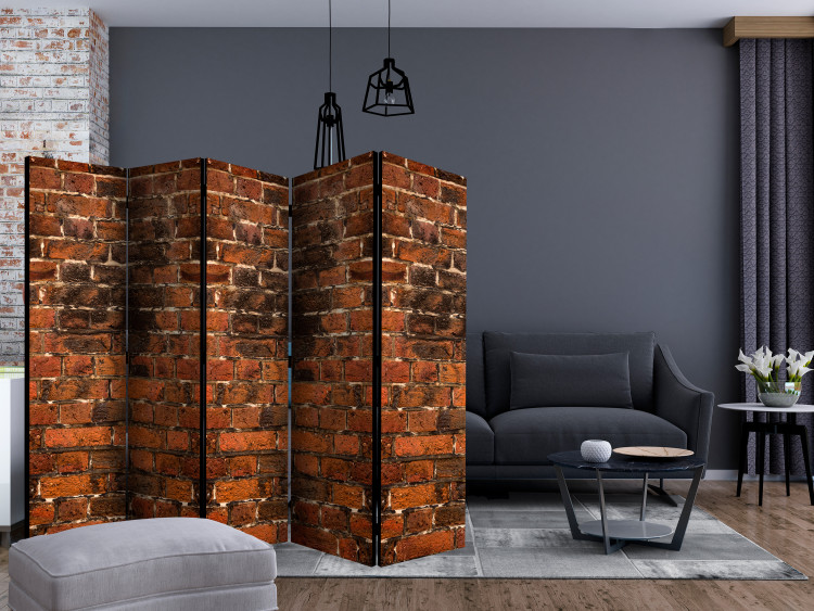 Room Separator Brick Shadow II - texture of orange bricks with dark spots 123024 additionalImage 4