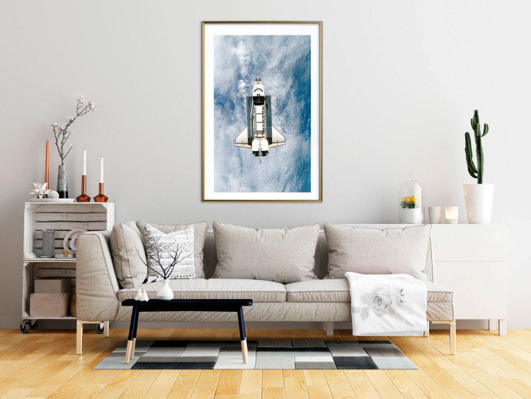 Wall Poster Space Shuttle - white space shuttle against a backdrop of clouds and oceans 123524 additionalImage 13