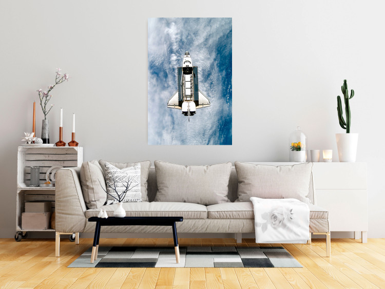 Wall Poster Space Shuttle - white space shuttle against a backdrop of clouds and oceans 123524 additionalImage 17