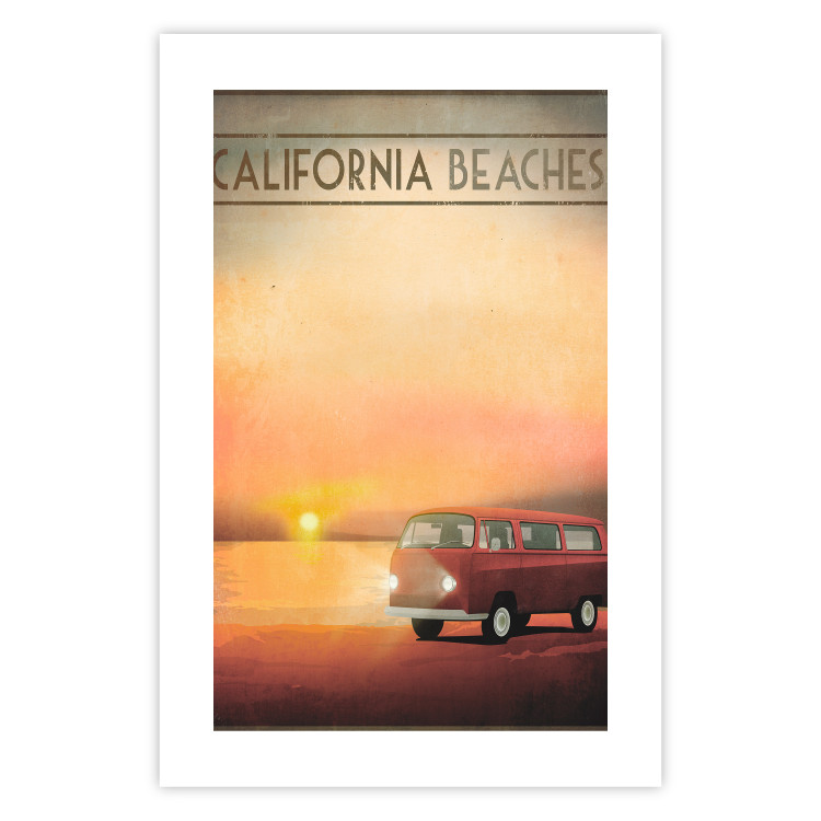 Wall Poster California Beaches - English captions and car at sunset 123624 additionalImage 19