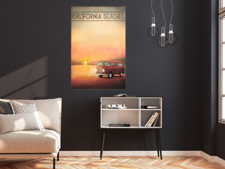 Wall Poster California Beaches - English captions and car at sunset 123624 additionalImage 17