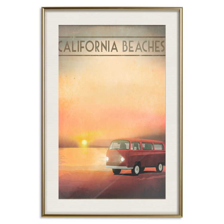 Wall Poster California Beaches - English captions and car at sunset 123624 additionalImage 19