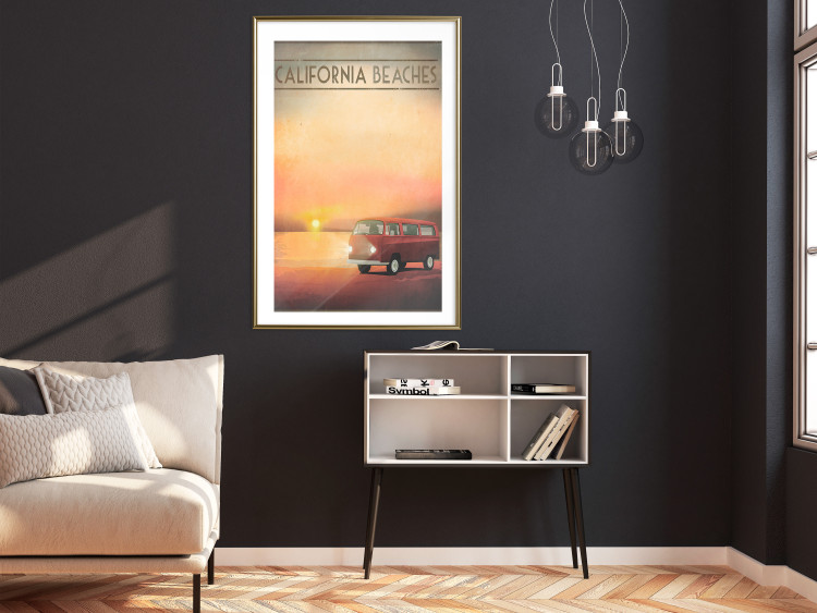 Wall Poster California Beaches - English captions and car at sunset 123624 additionalImage 11