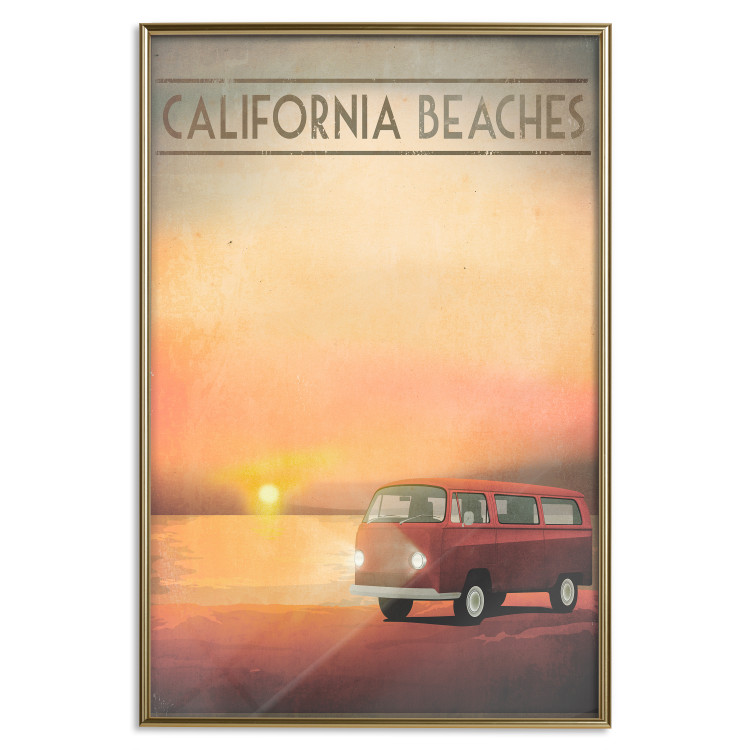Wall Poster California Beaches - English captions and car at sunset 123624 additionalImage 20