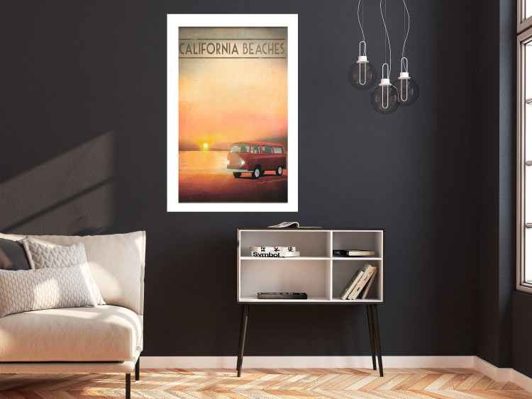 Wall Poster California Beaches - English captions and car at sunset 123624 additionalImage 6