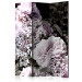 Folding Screen Vintage Garden (3-piece) - pink flowers and leaves on a black background 124024