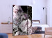 Folding Screen Vintage Garden (3-piece) - pink flowers and leaves on a black background 124024 additionalThumb 2