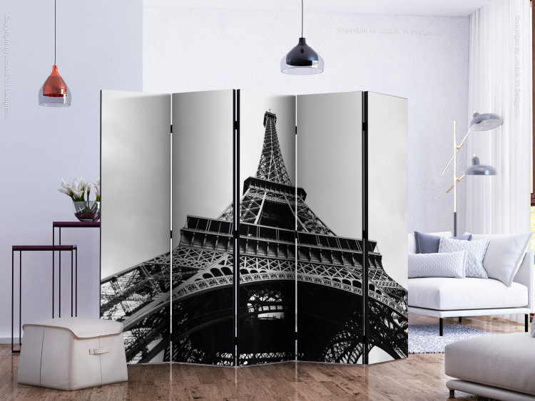 Room Divider Screen Parisian Giant II (3-piece) - black and white French architecture 124124 additionalImage 2